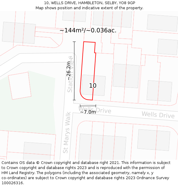 10, WELLS DRIVE, HAMBLETON, SELBY, YO8 9GP: Plot and title map
