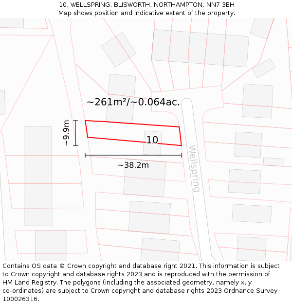 10, WELLSPRING, BLISWORTH, NORTHAMPTON, NN7 3EH: Plot and title map