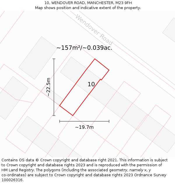 10, WENDOVER ROAD, MANCHESTER, M23 9FH: Plot and title map