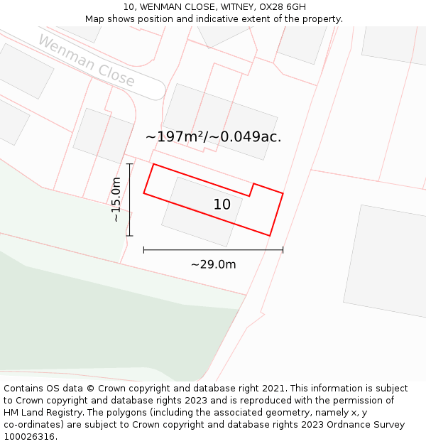 10, WENMAN CLOSE, WITNEY, OX28 6GH: Plot and title map