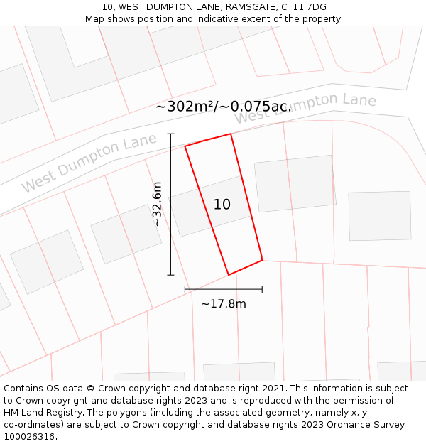 10, WEST DUMPTON LANE, RAMSGATE, CT11 7DG: Plot and title map