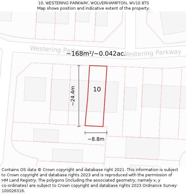 10, WESTERING PARKWAY, WOLVERHAMPTON, WV10 8TS: Plot and title map