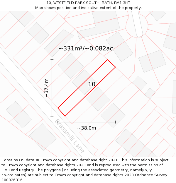 10, WESTFIELD PARK SOUTH, BATH, BA1 3HT: Plot and title map