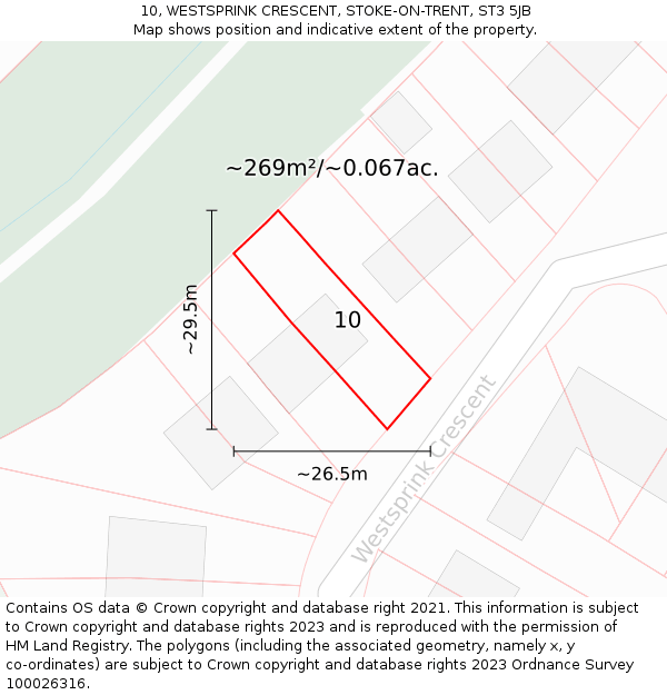 10, WESTSPRINK CRESCENT, STOKE-ON-TRENT, ST3 5JB: Plot and title map