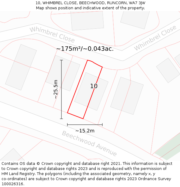10, WHIMBREL CLOSE, BEECHWOOD, RUNCORN, WA7 3JW: Plot and title map