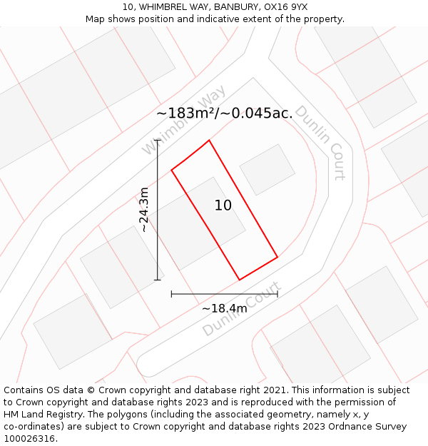 10, WHIMBREL WAY, BANBURY, OX16 9YX: Plot and title map