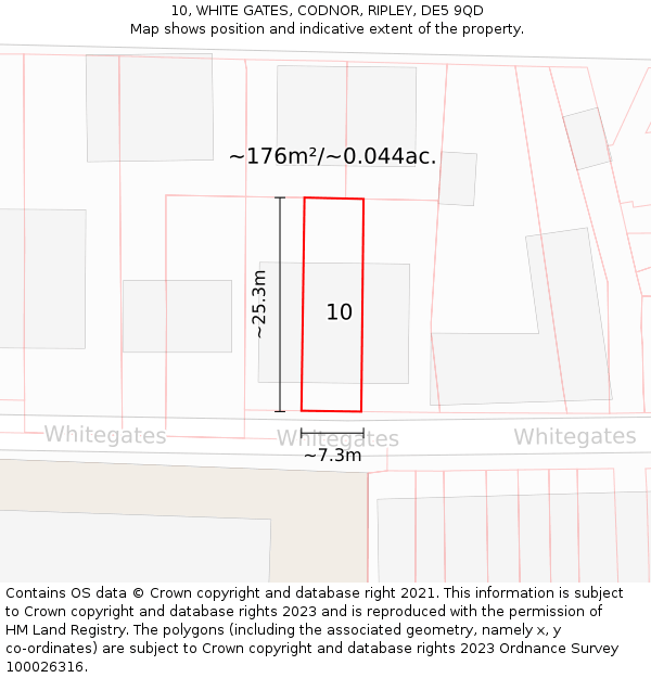 10, WHITE GATES, CODNOR, RIPLEY, DE5 9QD: Plot and title map