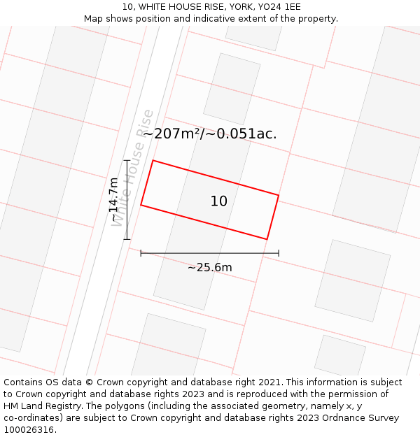 10, WHITE HOUSE RISE, YORK, YO24 1EE: Plot and title map