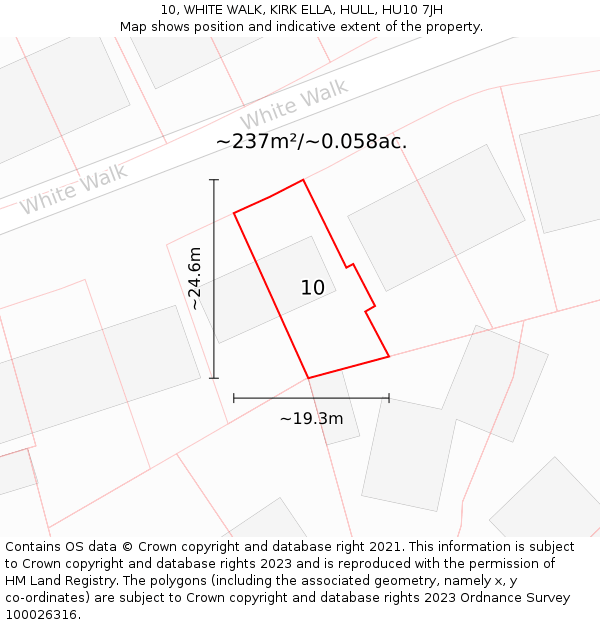 10, WHITE WALK, KIRK ELLA, HULL, HU10 7JH: Plot and title map