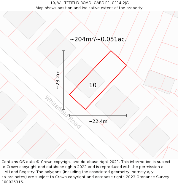10, WHITEFIELD ROAD, CARDIFF, CF14 2JG: Plot and title map