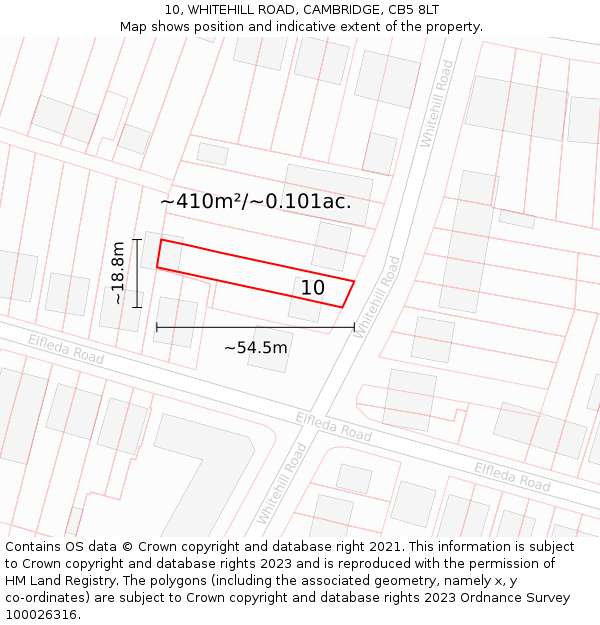 10, WHITEHILL ROAD, CAMBRIDGE, CB5 8LT: Plot and title map