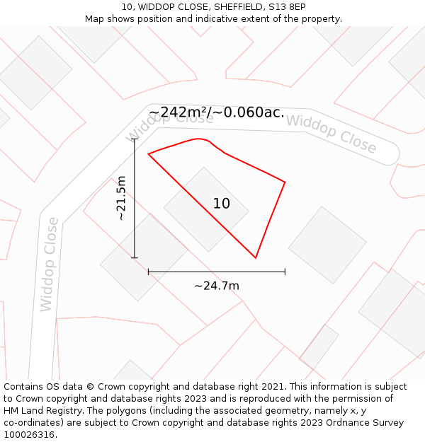 10, WIDDOP CLOSE, SHEFFIELD, S13 8EP: Plot and title map