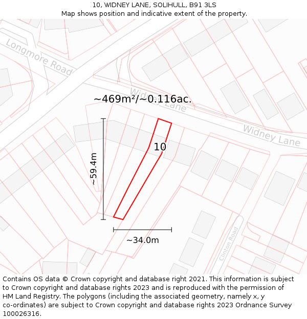 10, WIDNEY LANE, SOLIHULL, B91 3LS: Plot and title map