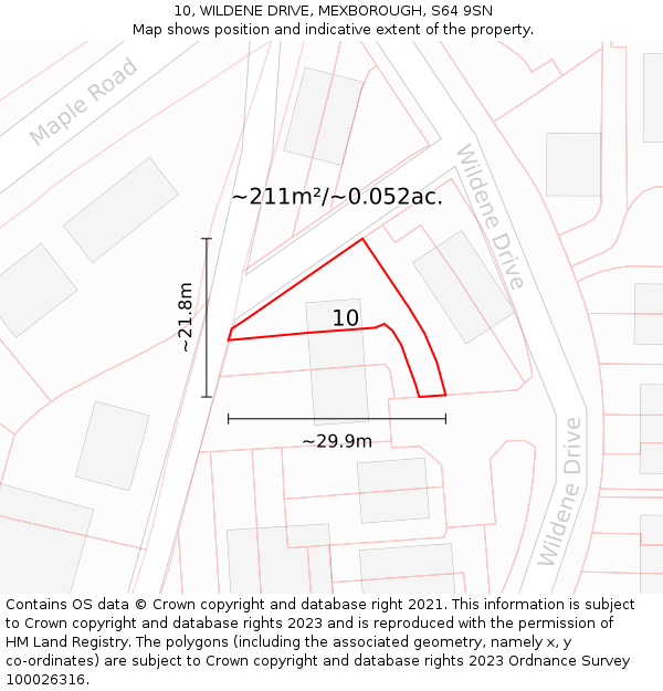 10, WILDENE DRIVE, MEXBOROUGH, S64 9SN: Plot and title map