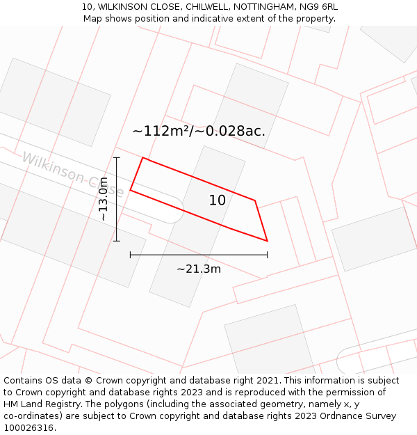10, WILKINSON CLOSE, CHILWELL, NOTTINGHAM, NG9 6RL: Plot and title map