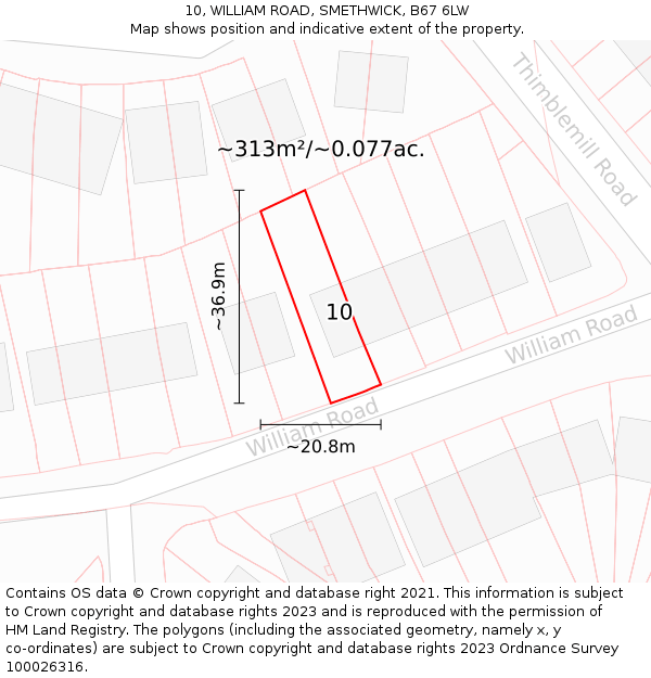 10, WILLIAM ROAD, SMETHWICK, B67 6LW: Plot and title map