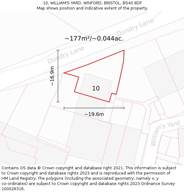 10, WILLIAM'S YARD, WINFORD, BRISTOL, BS40 8DF: Plot and title map