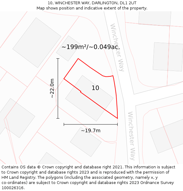 10, WINCHESTER WAY, DARLINGTON, DL1 2UT: Plot and title map