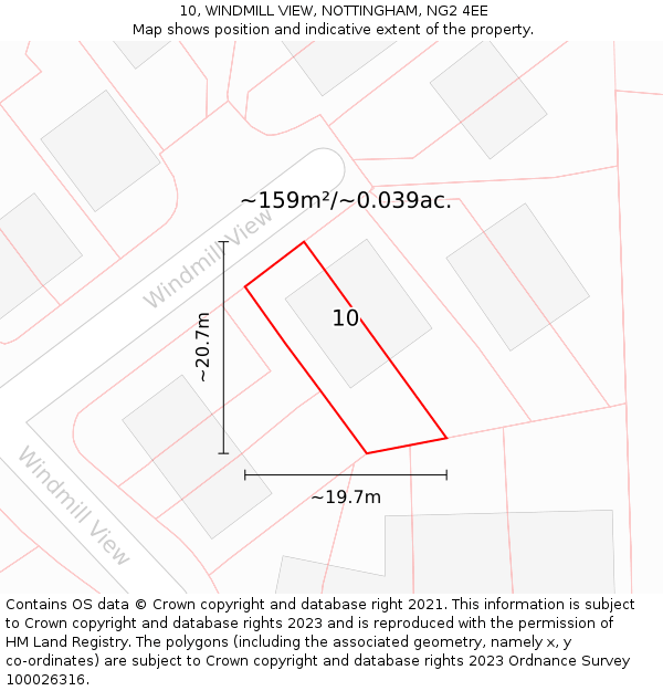 10, WINDMILL VIEW, NOTTINGHAM, NG2 4EE: Plot and title map