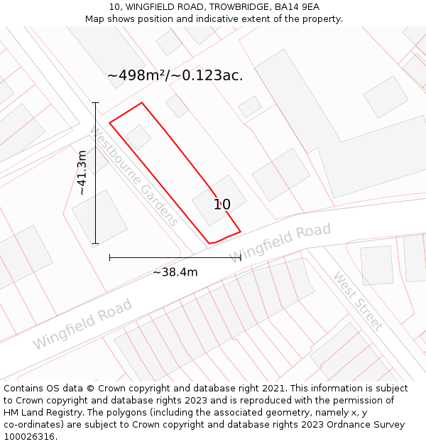 10, WINGFIELD ROAD, TROWBRIDGE, BA14 9EA: Plot and title map