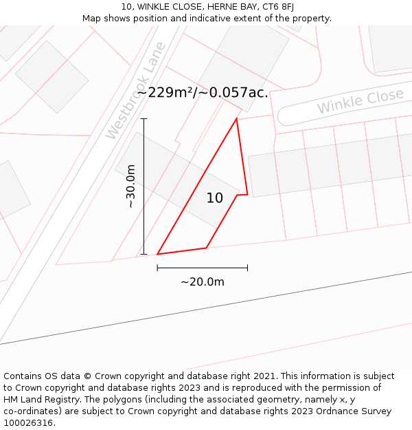 10, WINKLE CLOSE, HERNE BAY, CT6 8FJ: Plot and title map