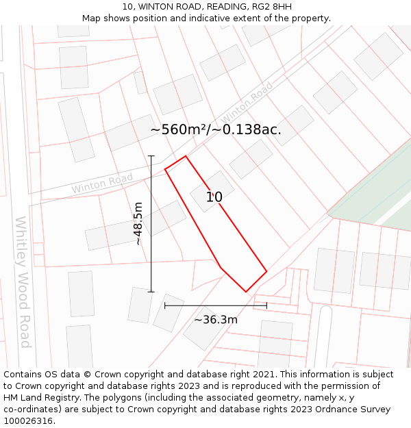 10, WINTON ROAD, READING, RG2 8HH: Plot and title map