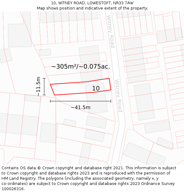 10, WITNEY ROAD, LOWESTOFT, NR33 7AW: Plot and title map