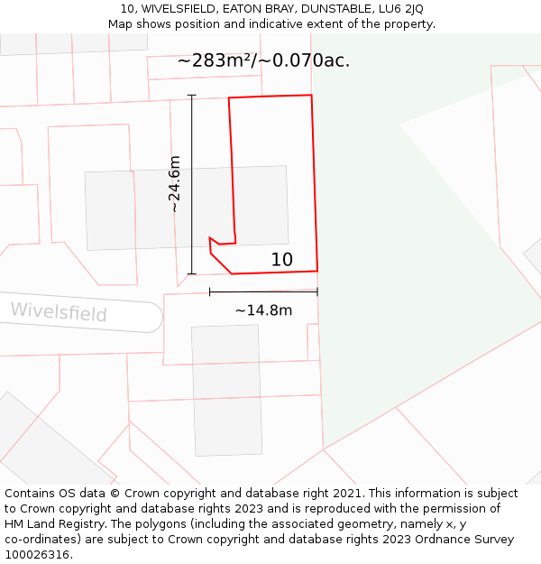 10, WIVELSFIELD, EATON BRAY, DUNSTABLE, LU6 2JQ: Plot and title map