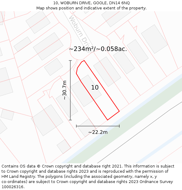10, WOBURN DRIVE, GOOLE, DN14 6NQ: Plot and title map