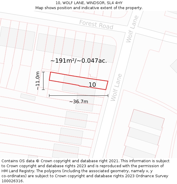 10, WOLF LANE, WINDSOR, SL4 4HY: Plot and title map
