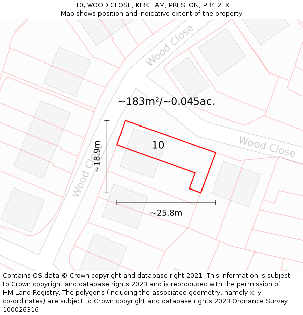 10, WOOD CLOSE, KIRKHAM, PRESTON, PR4 2EX: Plot and title map