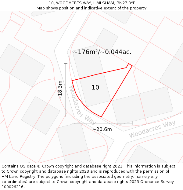 10, WOODACRES WAY, HAILSHAM, BN27 3YP: Plot and title map