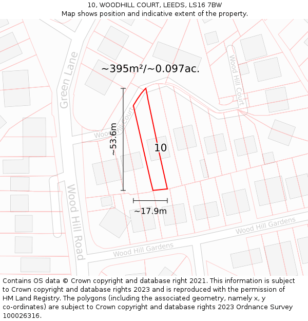 10, WOODHILL COURT, LEEDS, LS16 7BW: Plot and title map