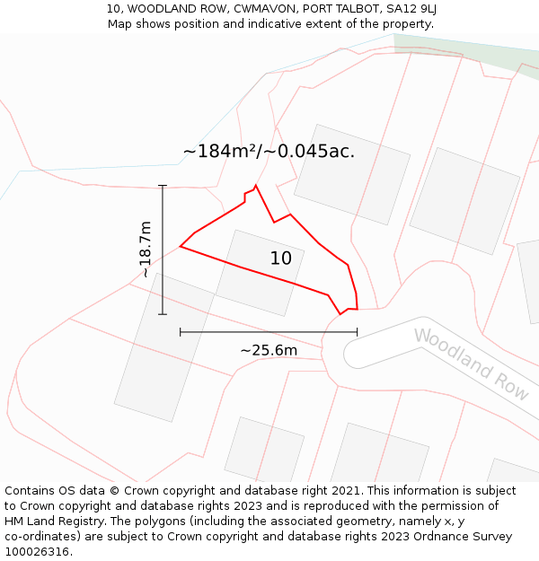 10, WOODLAND ROW, CWMAVON, PORT TALBOT, SA12 9LJ: Plot and title map