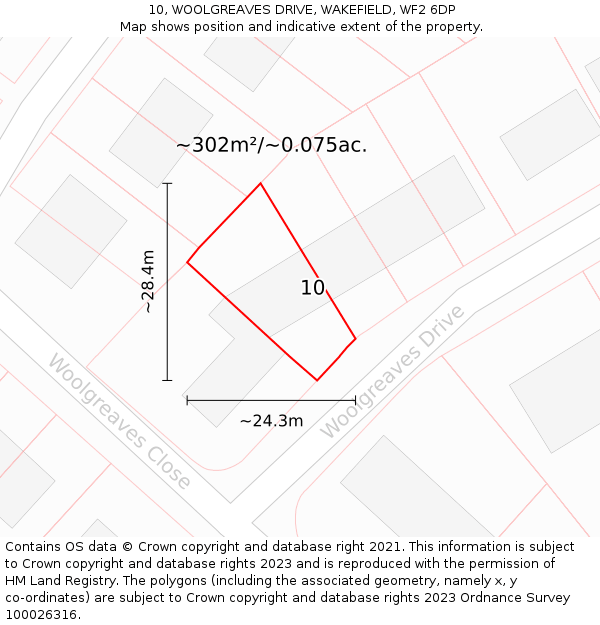 10, WOOLGREAVES DRIVE, WAKEFIELD, WF2 6DP: Plot and title map