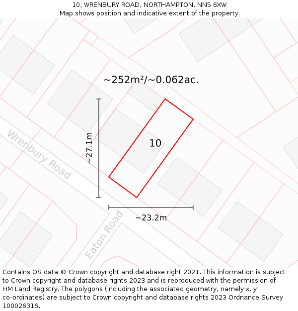 10, WRENBURY ROAD, NORTHAMPTON, NN5 6XW: Plot and title map