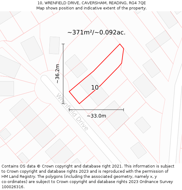 10, WRENFIELD DRIVE, CAVERSHAM, READING, RG4 7QE: Plot and title map