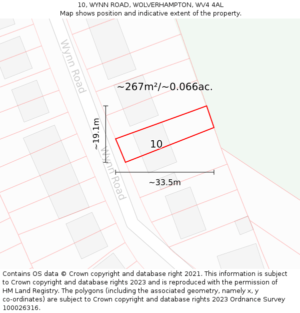 10, WYNN ROAD, WOLVERHAMPTON, WV4 4AL: Plot and title map
