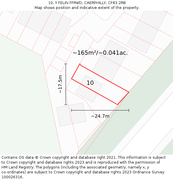 10, Y FELIN FFRWD, CAERPHILLY, CF83 2RB: Plot and title map