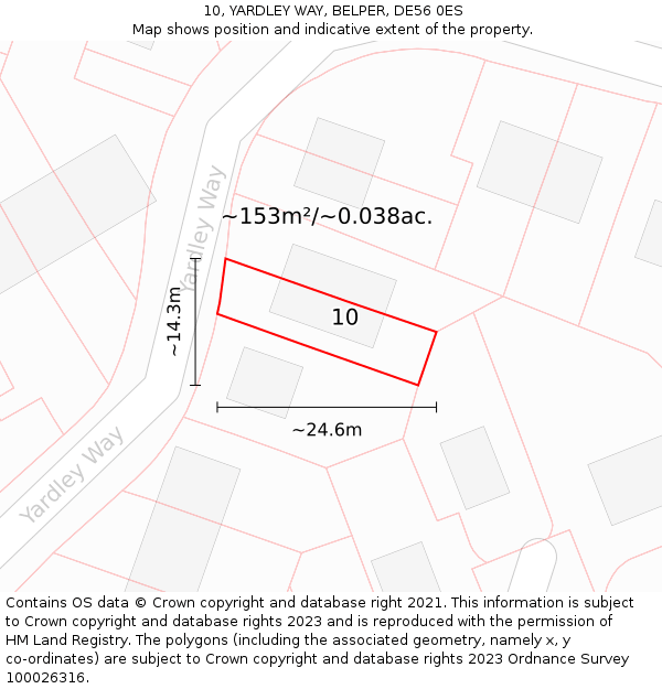 10, YARDLEY WAY, BELPER, DE56 0ES: Plot and title map