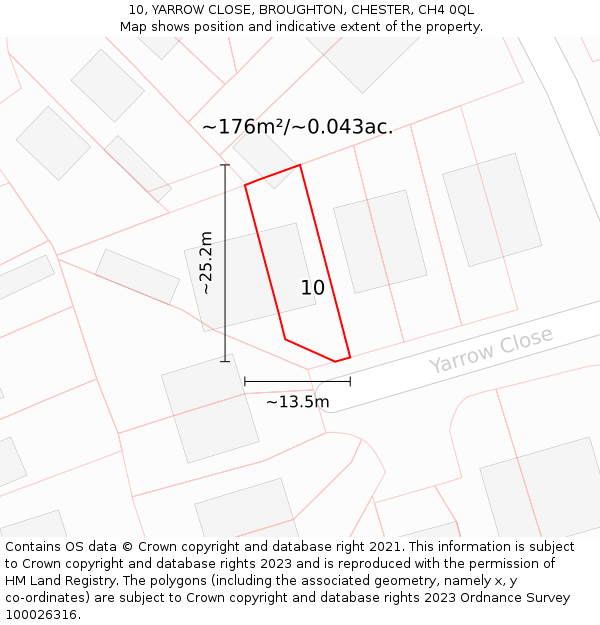 10, YARROW CLOSE, BROUGHTON, CHESTER, CH4 0QL: Plot and title map