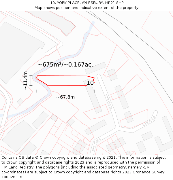 10, YORK PLACE, AYLESBURY, HP21 8HP: Plot and title map