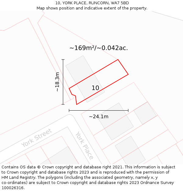 10, YORK PLACE, RUNCORN, WA7 5BD: Plot and title map