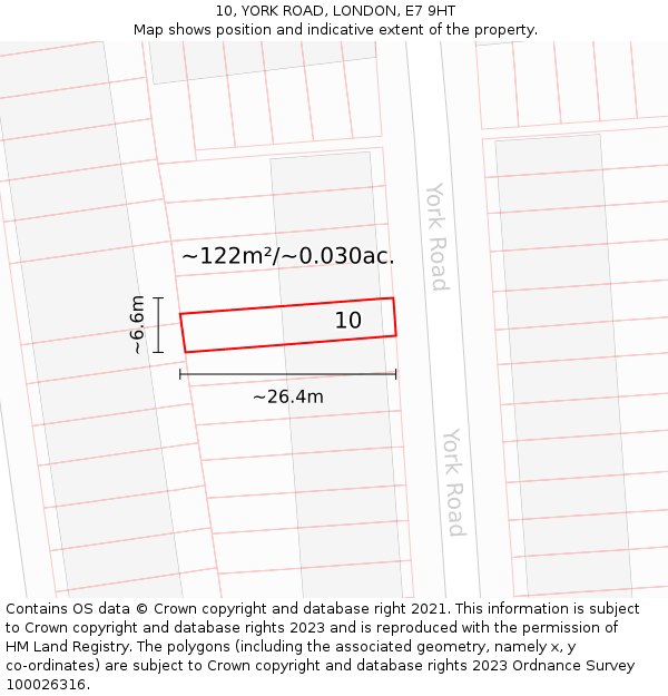 10, YORK ROAD, LONDON, E7 9HT: Plot and title map