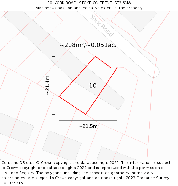 10, YORK ROAD, STOKE-ON-TRENT, ST3 6NW: Plot and title map
