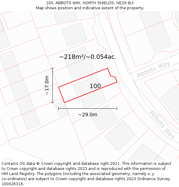 100, ABBOTS WAY, NORTH SHIELDS, NE29 8LY: Plot and title map