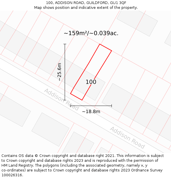 100, ADDISON ROAD, GUILDFORD, GU1 3QF: Plot and title map