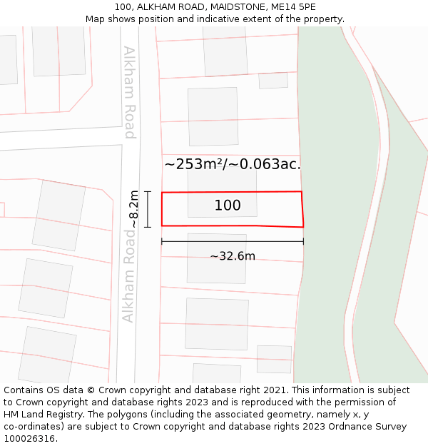 100, ALKHAM ROAD, MAIDSTONE, ME14 5PE: Plot and title map