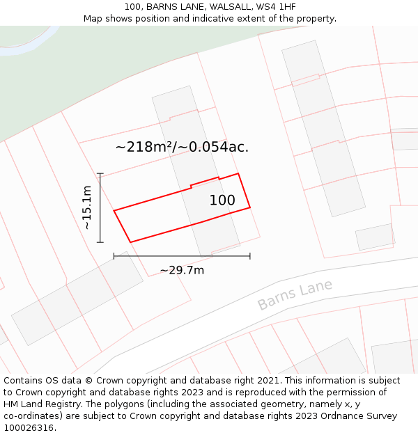 100, BARNS LANE, WALSALL, WS4 1HF: Plot and title map