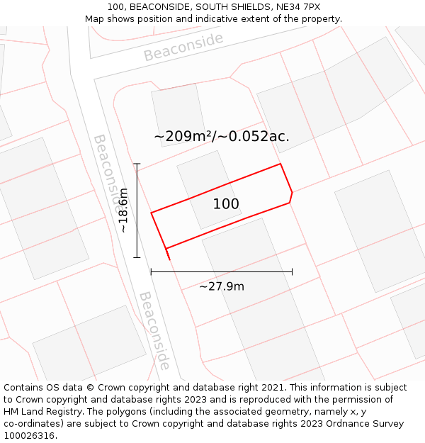 100, BEACONSIDE, SOUTH SHIELDS, NE34 7PX: Plot and title map